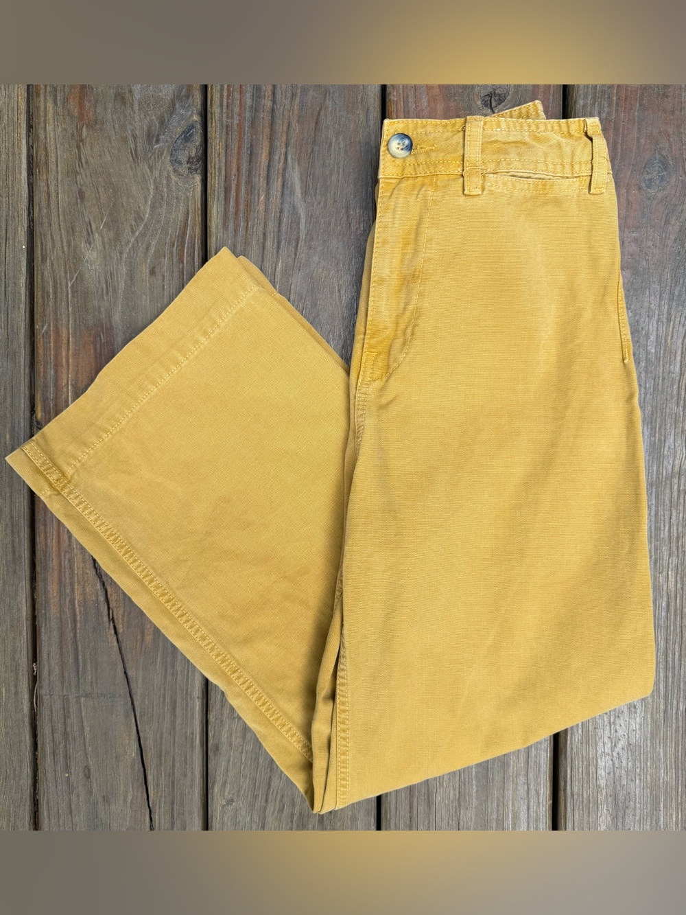 Free People Patti Wide Leg High Rise Crop Pant Mustard We The Free Size 24!